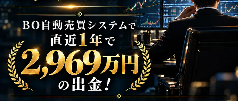 直近1年で2,969万円の出金と表示され、利益額とは書かれていない広告