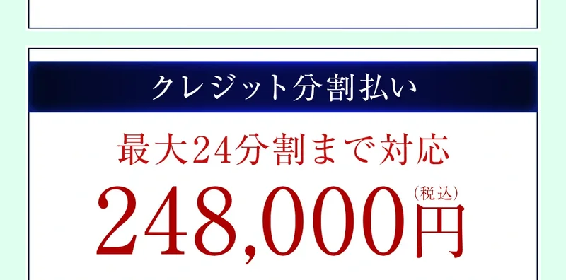 MATRIX GOLD MEMBERSのクレジット分割払いが最大24分割で248000円と表示された画面