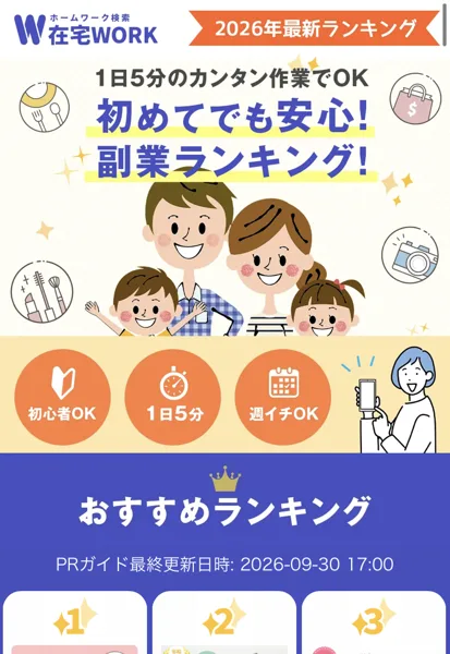 タイムビズへ案内される副業ランキングの広告