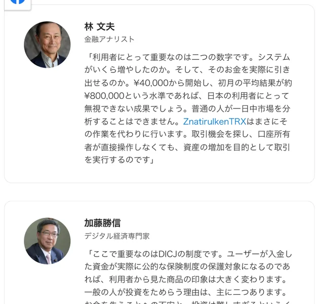 記事の専門家の見解の欄。林文夫・金融アナリストと、加藤勝信・デジタル経済専門家のコメントが並んでいる